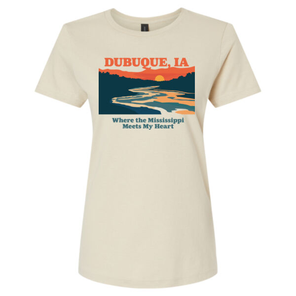 Dubuque, Iowa Where The Mississippi Meets My Heart Retro Women's T-Shirt Thumbnail