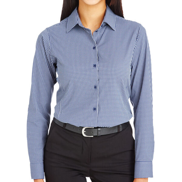 Women's CrownLux Performance® Tonal Mini Check Woven Dress Shirt Thumbnail