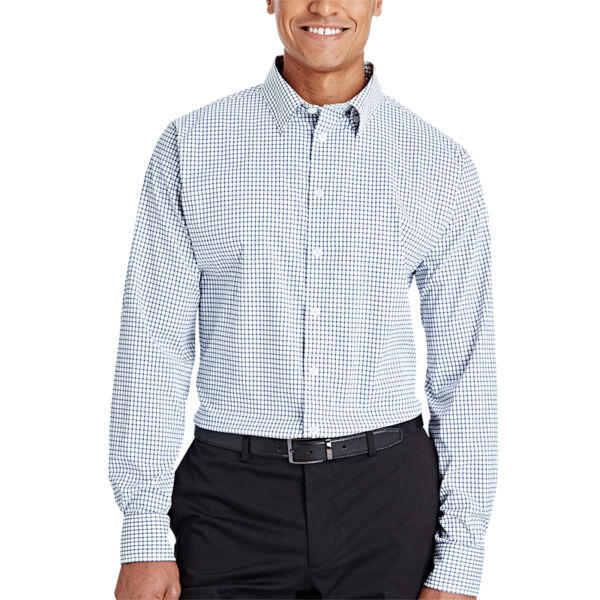 Men's CrownLux Performance® Micro Windowpane Woven Dress Shirt Thumbnail
