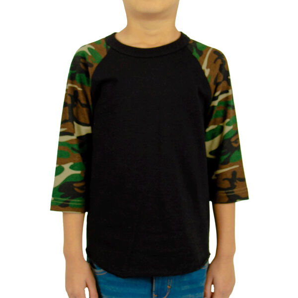 Youth Three-Quarter Sleeve Camo Raglan T-Shirt Thumbnail