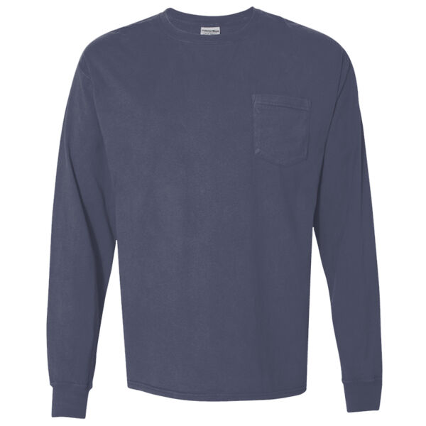 Unisex Garment-Dyed Long Sleeve T-Shirt With a Pocket Thumbnail