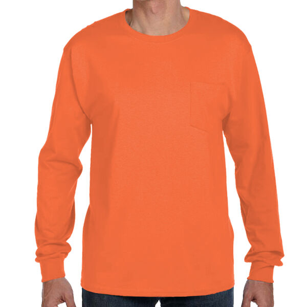 Tagless Long Sleeve T-Shirt with a Pocket Thumbnail