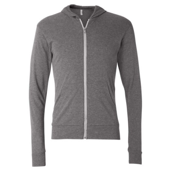 Unisex Triblend Lightweight Hooded Full-Zip Tee Thumbnail