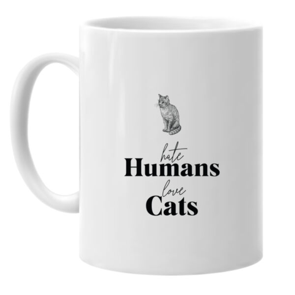Hate Humans, Love Cats Vintage 11oz. Ceramic Mug Thumbnail