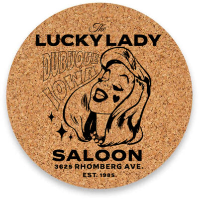 The Lucky Lady Saloon Corkboard Coasters Set (4pc) Thumbnail