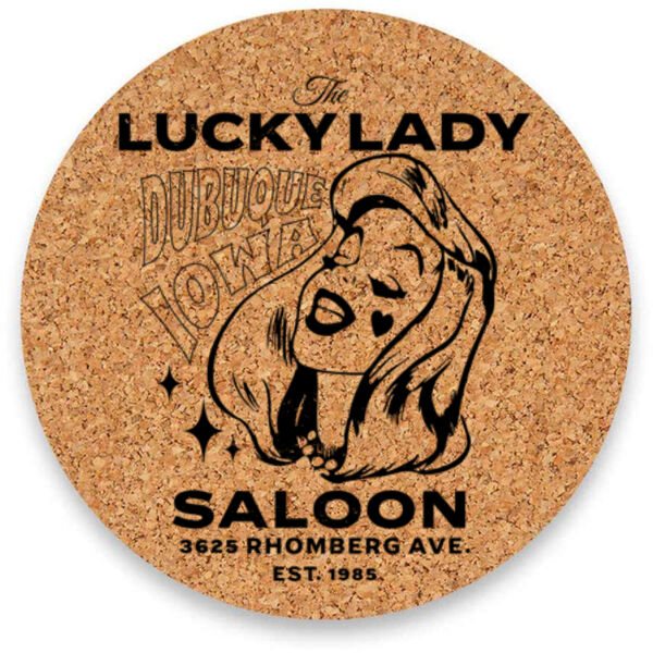 The Lucky Lady Saloon Corkboard Coasters Set (4pc) Thumbnail