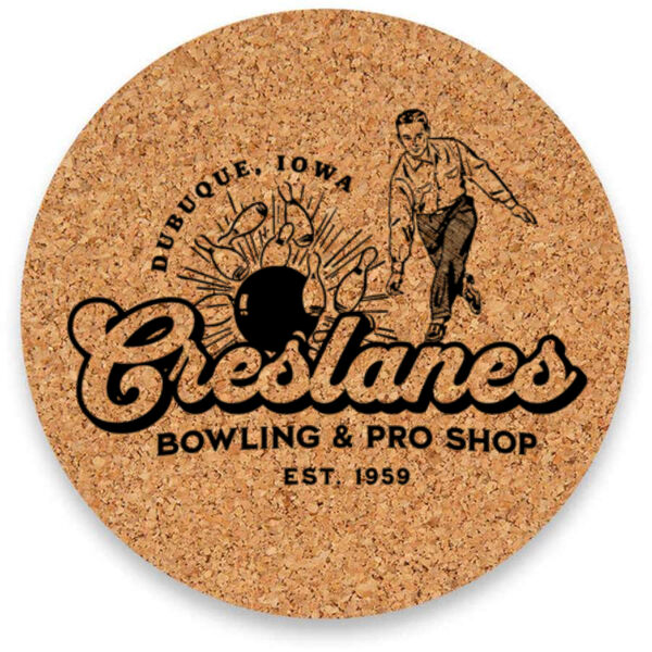 Creslanes Bowling & Pro Shop Corkboard Coasters Set (4pc) Thumbnail