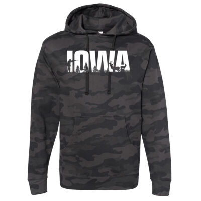 IOWA Deer Hunting Midweight Hooded Sweatshirt Thumbnail