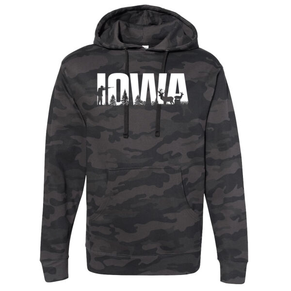 IOWA Deer Hunting Midweight Hooded Sweatshirt Thumbnail