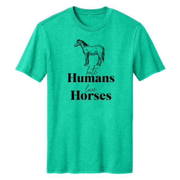Hate Humans Love Horses Throwback T-Shirt Thumbnail